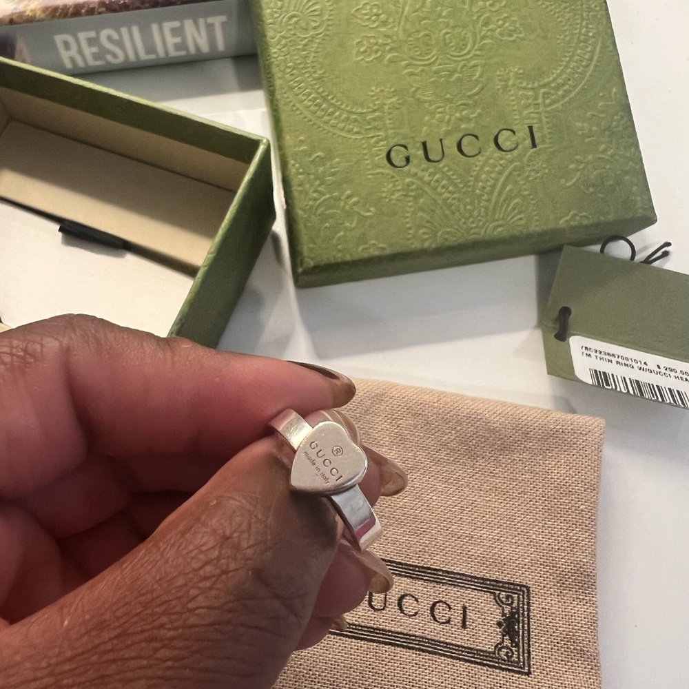 Authentic Gucci Silver Heart Ring size 7